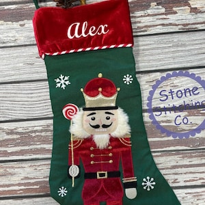 Nutcracker stocking, kids christmas stocking, red christmas stocking, baby's first Christmas, boys stocking