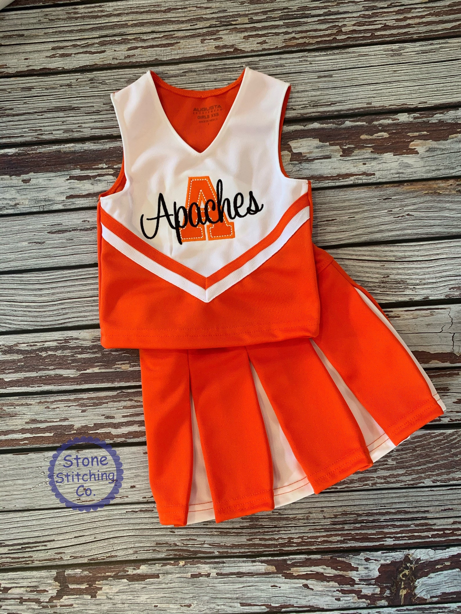 Orange & Black Cheer Uniform, Customized Cheerleading Uniform, Girls