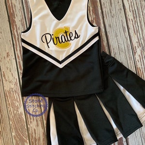 black & gold cheer uniform, customized cheerleading uniform, girls cheer uniform, red and black cheer uniform, girls cheer uniform
