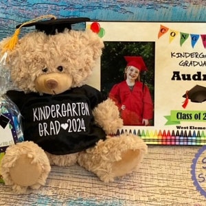 Kindergarten graduation bear, kindergarten grad, kindergarten grad gift, pre-k graduation gift, pre-k graduation bear, graduation frame image 1