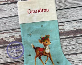 family stocking set, reindeer stocking, monogrammed stocking set, little boy stocking , little girl stocking, baby deer stocking