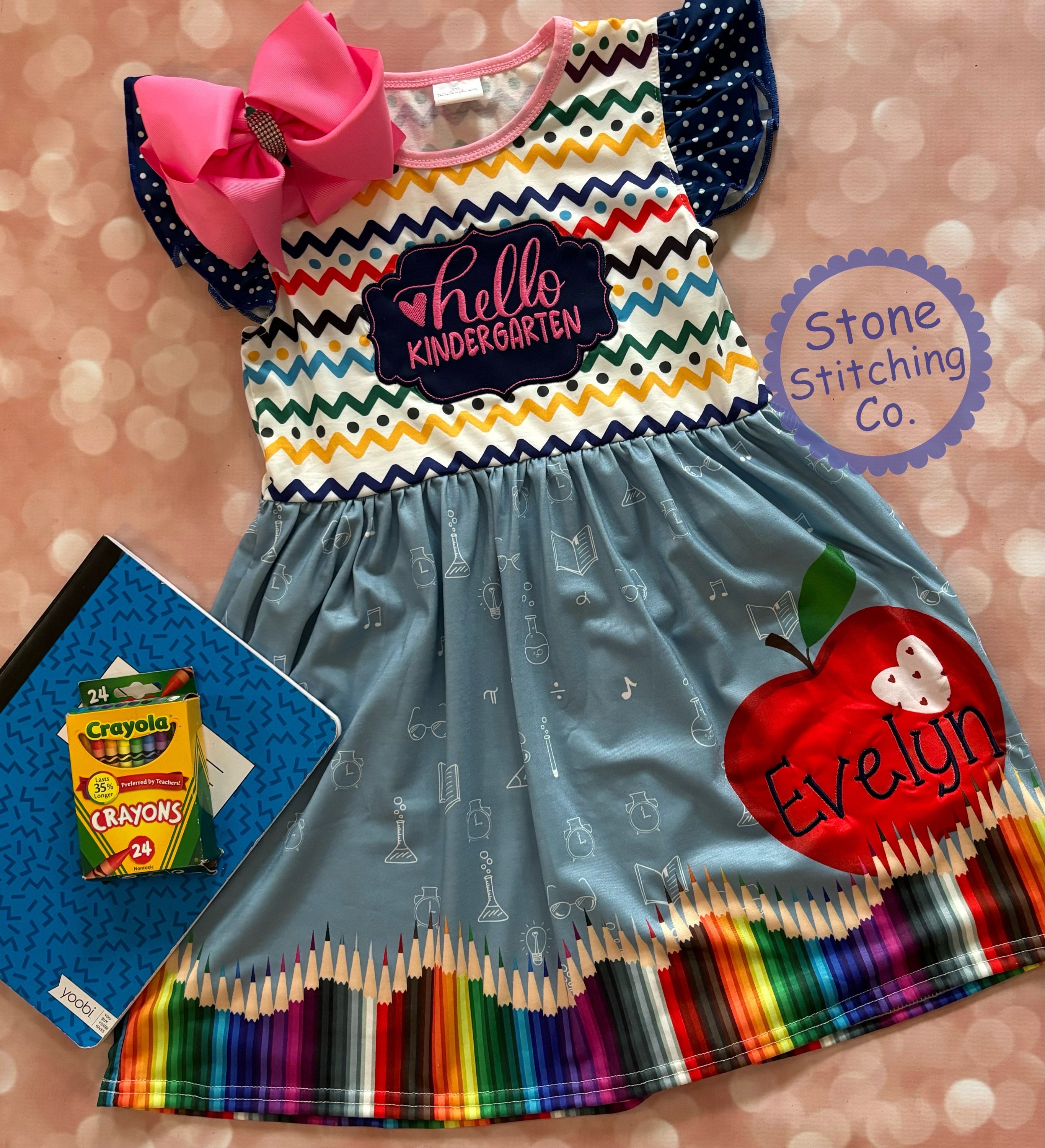 vestido de jardín de infantes, atuendo de jardín de infantes, primer día de jardín de infantes, vestido de kínder, atuendo de jardín de infantes, vestido de prekínder, atuendo de prekínder