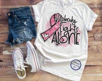 breast cancer awareness shirt, no one fights alone shirt, breast cancer support shirt, breast cancer gift, chemo shirt
