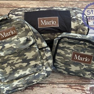 Sac à dos avec tapis de sieste camouflage et boîte à lunch, tapis de sieste petit garçon, tapis de sieste préscolaire, tapis de sieste camouflage, pré-maternelle camouflage, ensemble de tapis de sieste assorti, ensemble de sac à dos camo