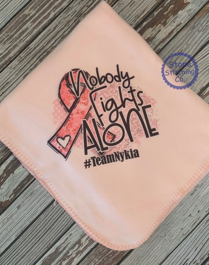 Cancer Awareness Blanket Breast Cancer Gift Chemo Blanket Etsy
