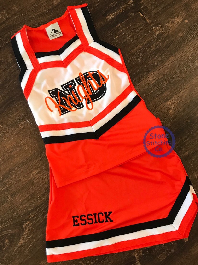 Orange & black cheer uniform customized cheerleading uniform Etsy