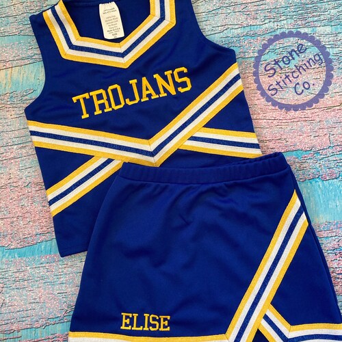 Blue & Gold Cheer Uniform Blue and Yellow Cheerleading Etsy