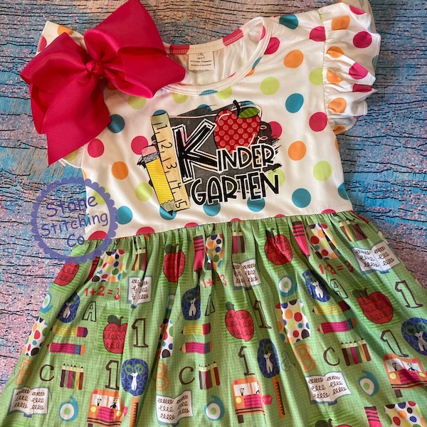 kindergarten dress, kindergarten outfit, first day of kindergarten, first grade dress, first grade outfit, pre-k dress, pre-k outfit