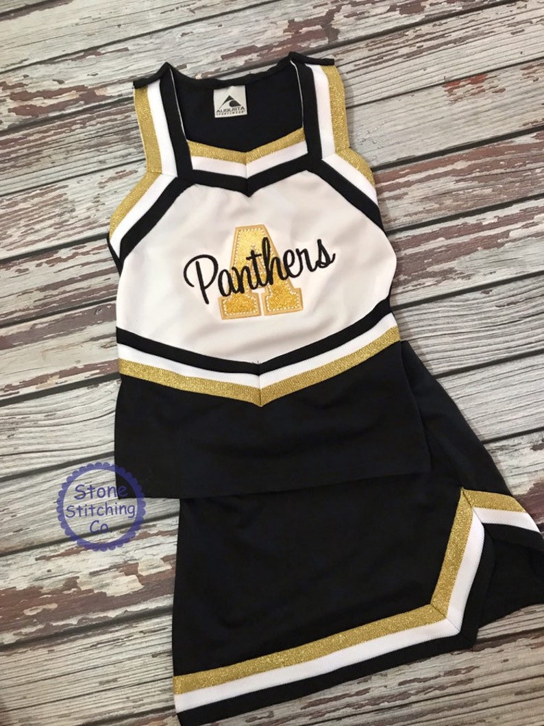Gold & Black Cheer Uniform Customized Cheerleading Uniform Etsy