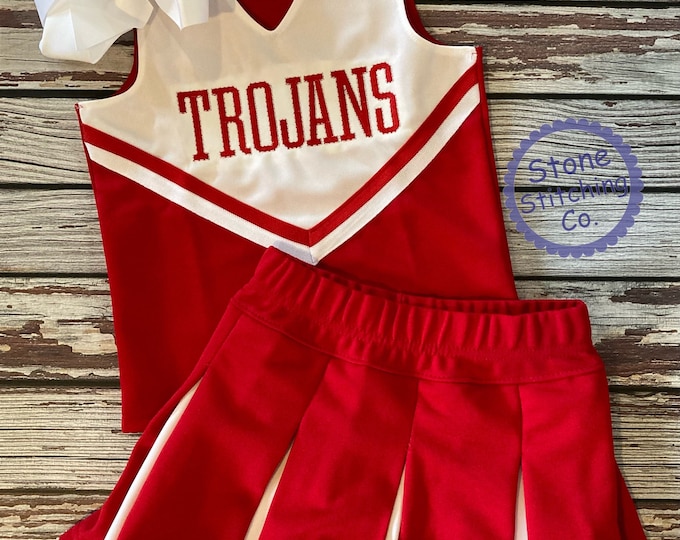 Red & White Cheer Uniform Customized Cheerleading Uniform Etsy