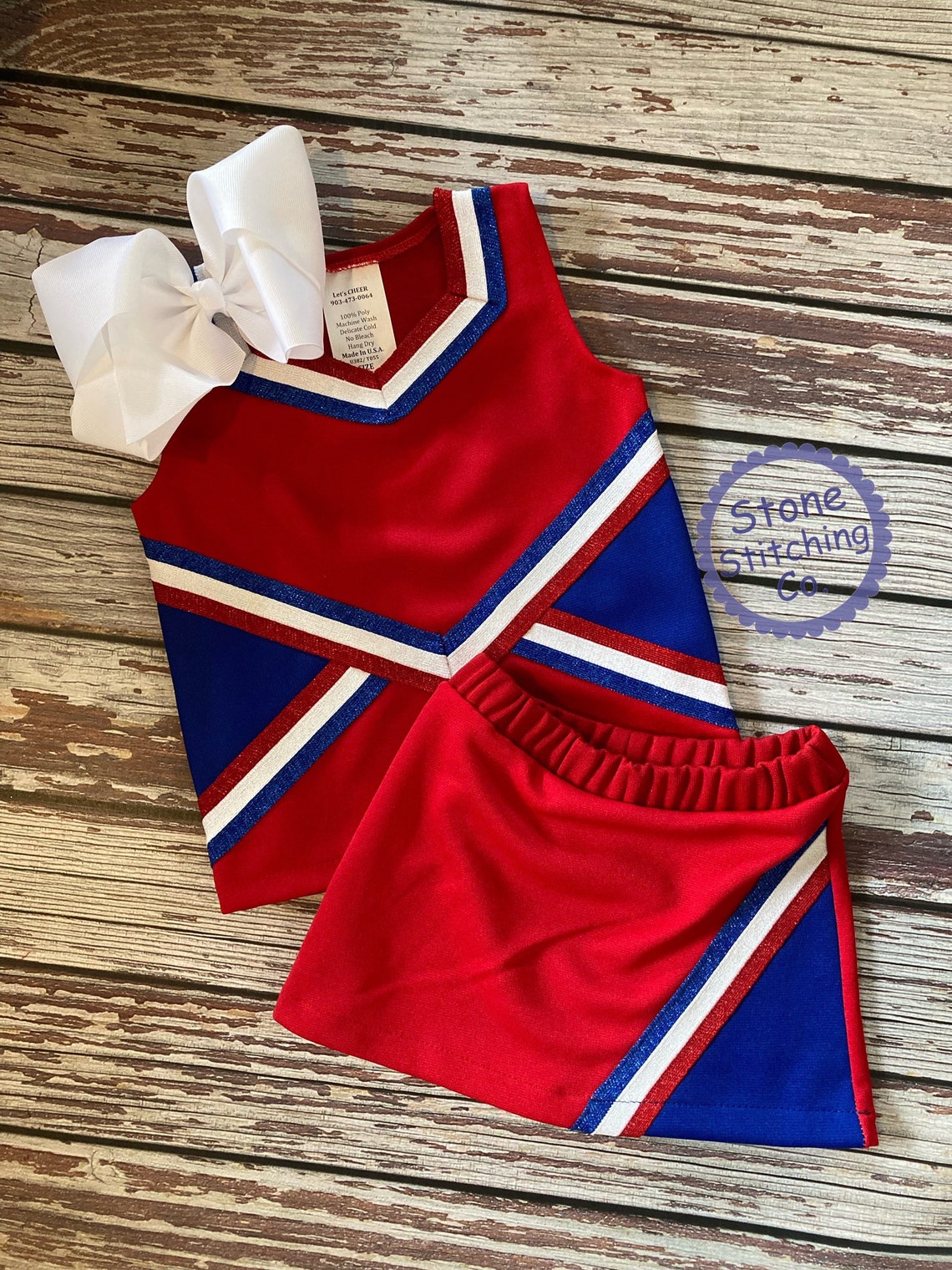Red White & Blue Cheer Uniform Customized Cheerleading Etsy
