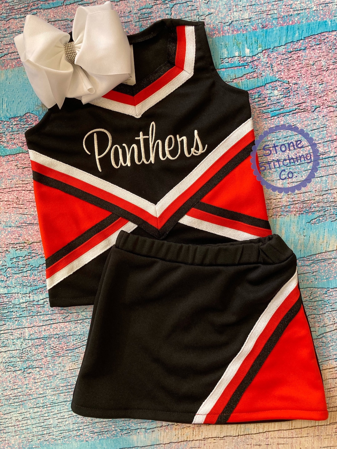 Orange & Black Cheer Uniform, Customized Cheerleading Uniform, Girls