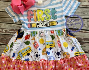 first grade dress, first grade outfit, first day of first grade, 2nd grade dress, 2nd grade outfit,  1st grade dress, 1st grade outfit