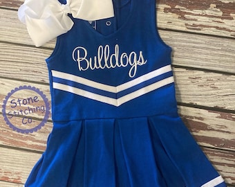 blue & white cheer uniform, customized cheerleading uniform, blue and black cheer, toddler cheer uniform, blue and white baby cheer uniform