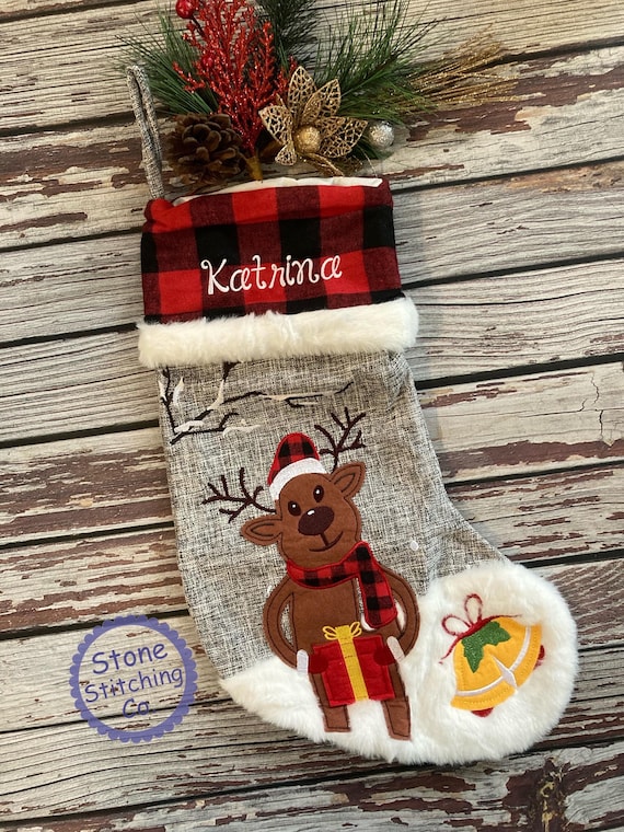 Calze Di Natale Personalizzate Con Nome - Decorazioni 3D Renne Per Camino E Albero Di Natale - Foto 4