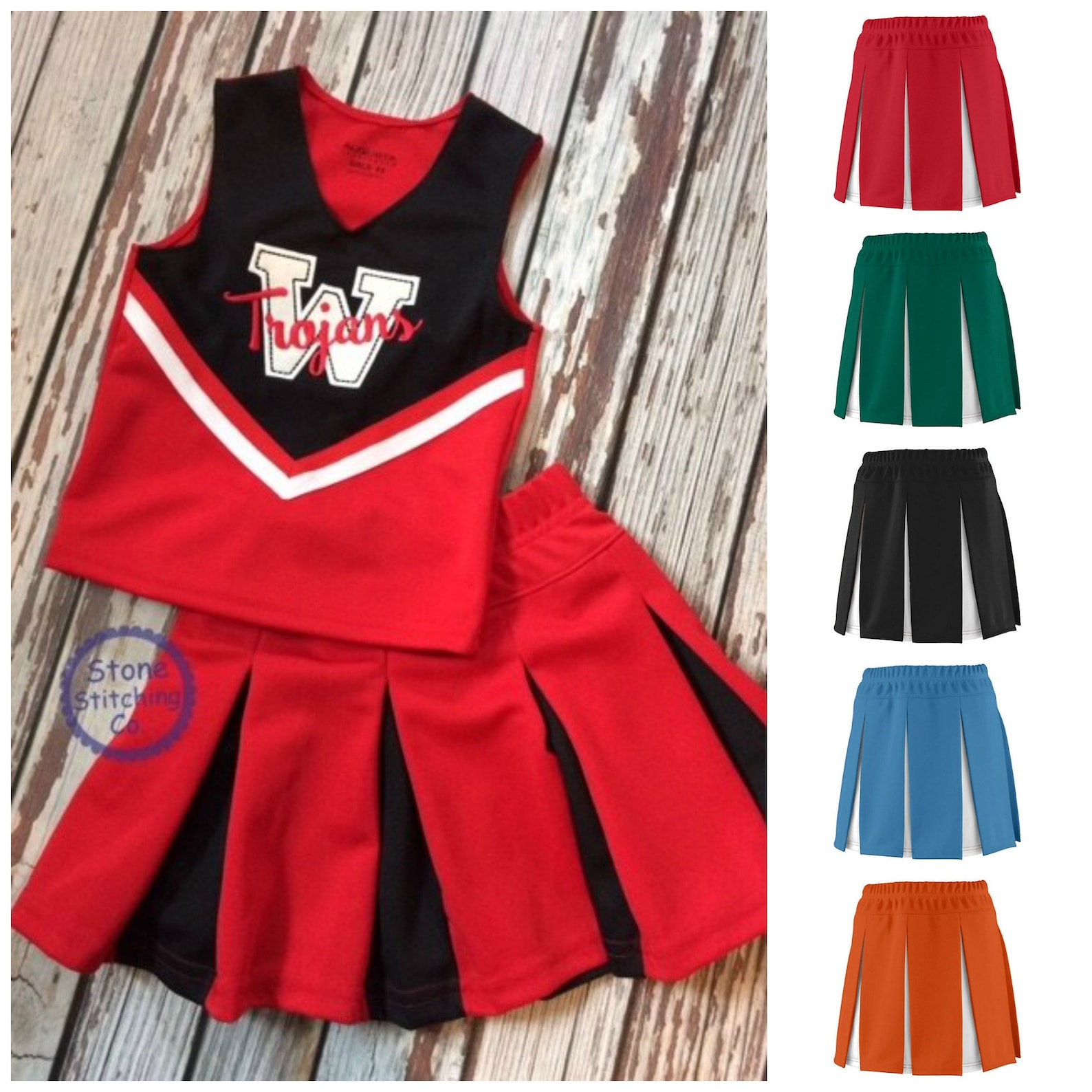 Red & Black Cheer Uniform, Customized Cheerleading Uniform, Girls Cheer