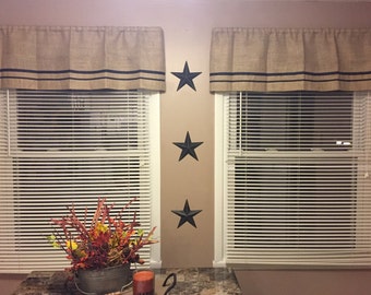 Burlap Valance Black Stripes  Kitchen Valance  Select a Size - Custom Orders are Welcome