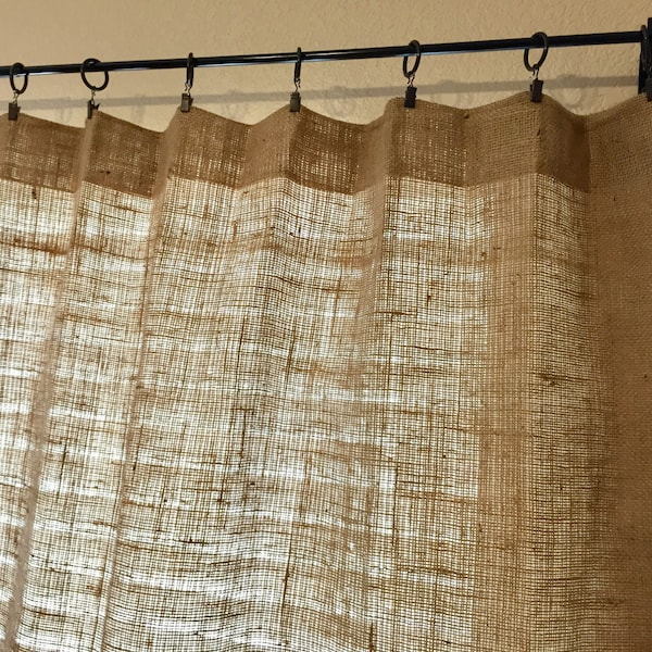 Burlap Curtains Burlap Panels Valance 40" width - Choose Length - Custom Orders are Welcome