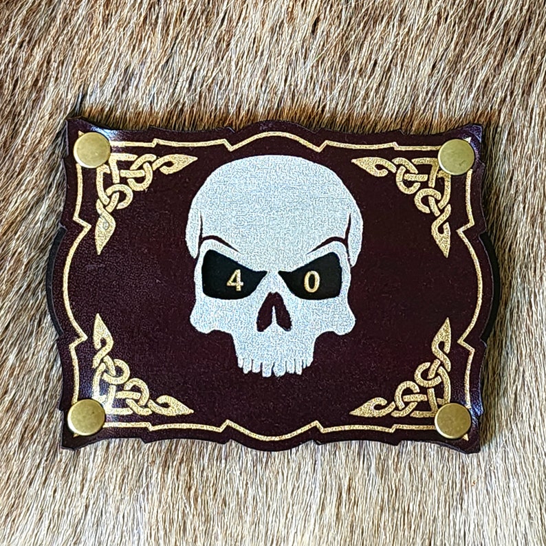 Customizable Leather Skull Gaming & MTG Spindown Life Counter. Ranges