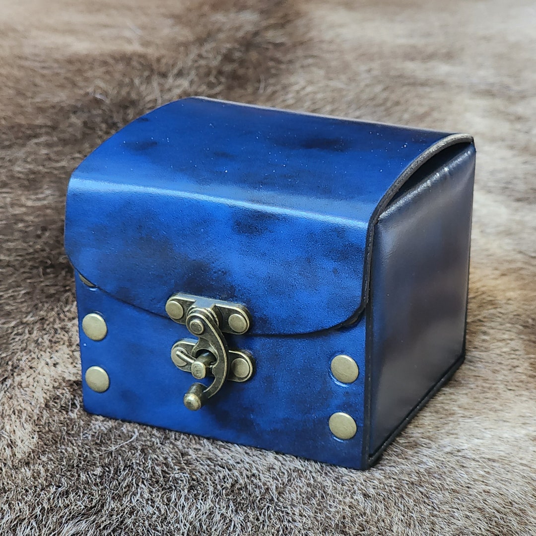 Leather Deck Box for Magic the Gathering MTG. Blue & Black, Holds 100