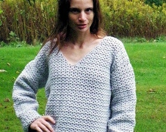 Patrón de suéter extragrande con punto en V de ganchillo 532