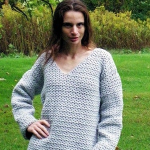 Crocheted V-Stitch Over sized Sweater Pattern   532