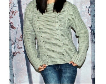 Crocheted Double Cable Sweater Pattern     # 501