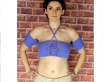 Crochet Unique Laced Tube Top w/sleeves  #117