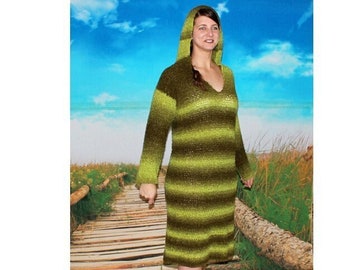 Crocheted Hooded Long Sleeve Cover Up  Pattern   839