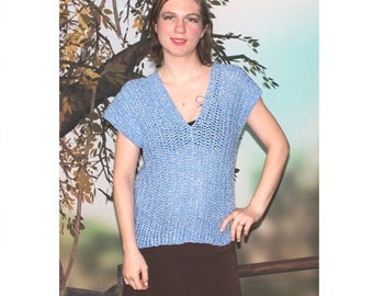 Crochet V-Neck Fold Over Pullover Pattern  406