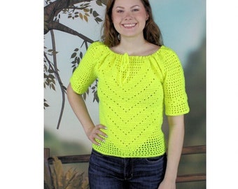 Draw String Crocheted Pullover Pattern   410