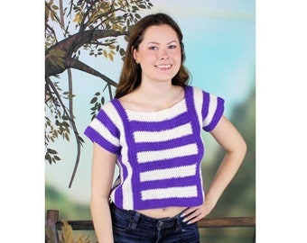 Crochet Opposite Stripe Crop Top   309