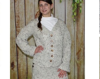 Crocheted Front Button Suit Jacket Pattern   518