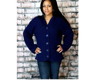 Patrón de cárdigan voluminoso de crochet HDC n.° 523