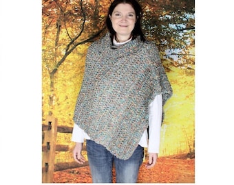 Crocheted Cowl Neck Cape Pattern    #542