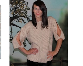 Slit Sleeve 3/4 length Pullover Sweater Crochet Pattern  504