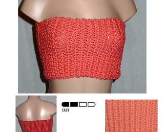 Patrón de crochet para top de tubo con acento de cresta 107