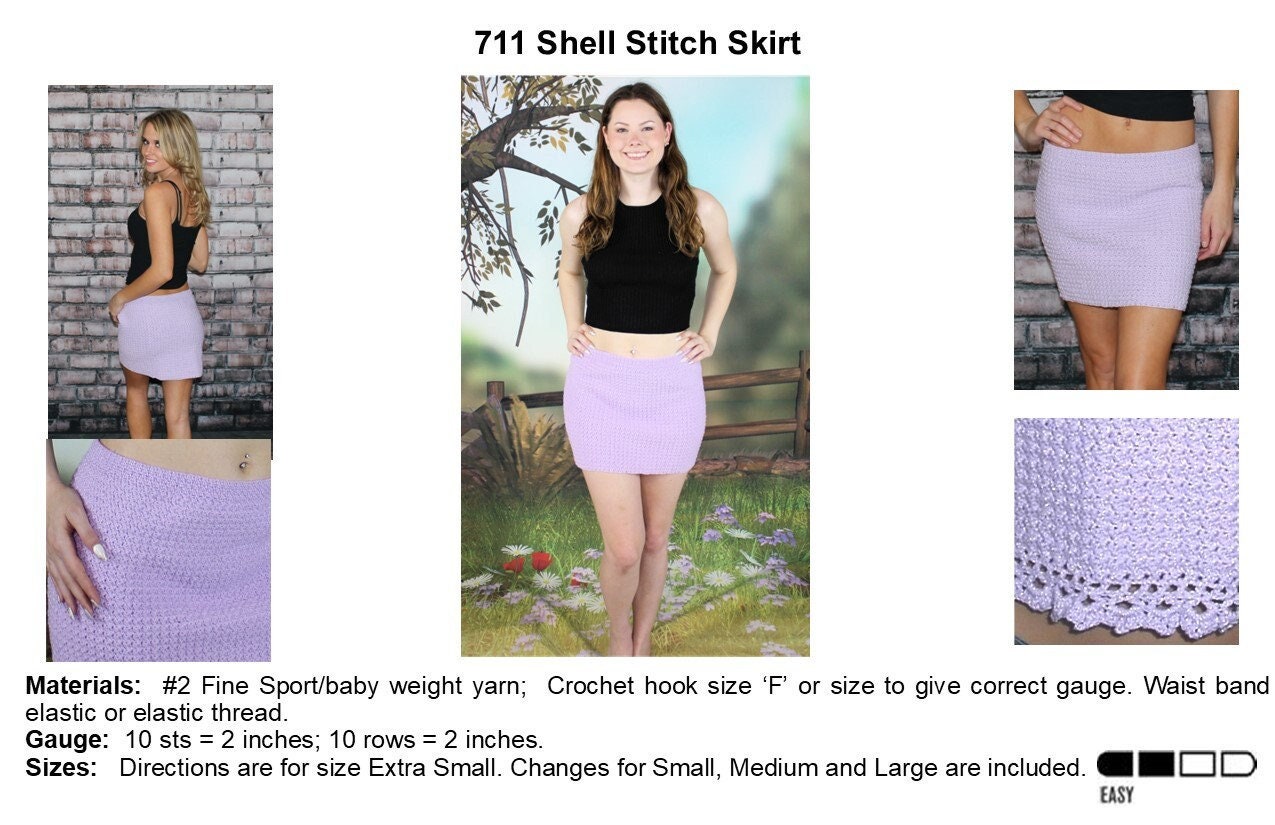 Shell Stitch Crochet Skirt Pattern 711 Etsy