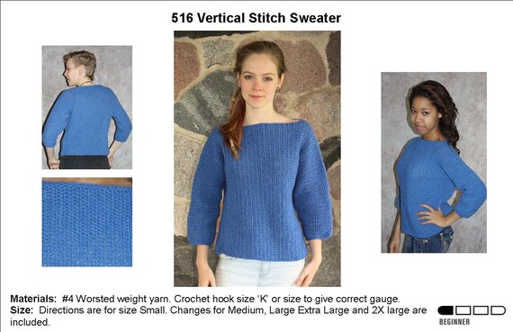 Easy Long Sleeve Crochet Sweater Pattern 506 Easy Long Sleeve Crochet Sweater Pattern 506