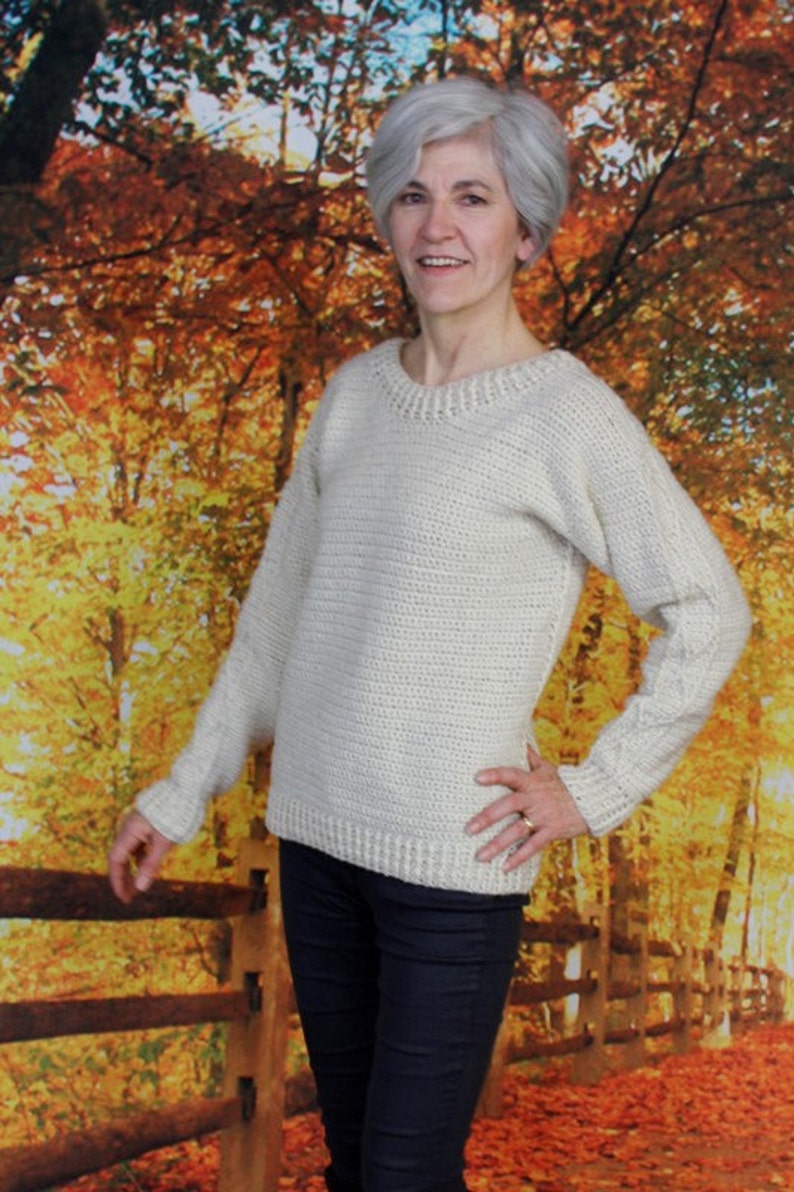 Crocheted Simple Crew Neck Sweater Pattern 521 Etsy