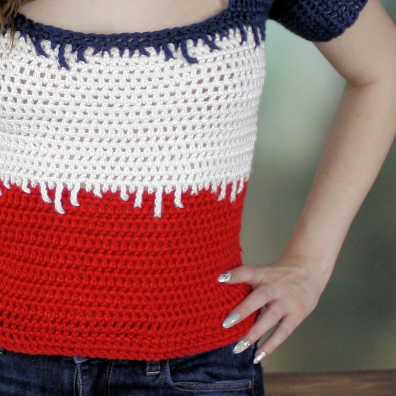 Crochet Scoop Neck Pullover main image 0