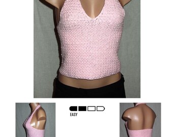 Crocheted Stretch V-Neck Halter Top Pattern  111