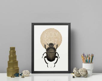 DUNG BEETLE | Black & Earthy Ocher HQ Pigment Print