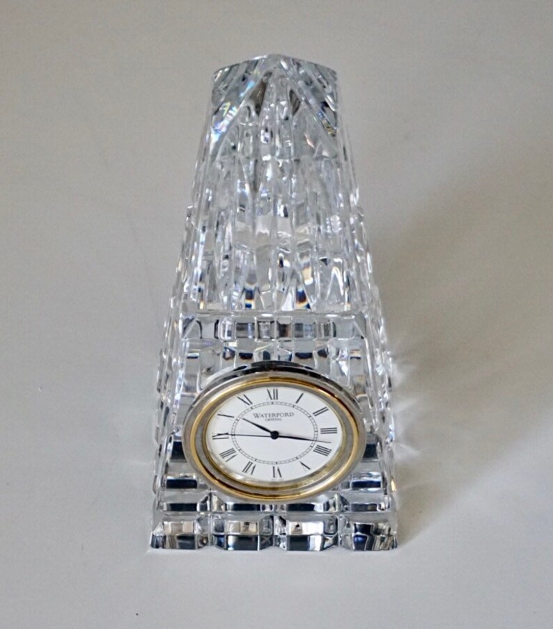 Waterford Crystal Clock Small Cut Crystal Obelisk Quality Etsy