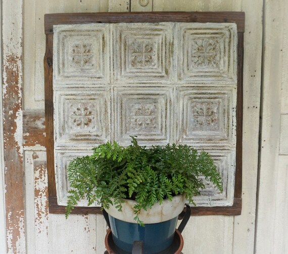 Framed Ceiling Tile Textured Wall Decor Pressed Tin Etsy