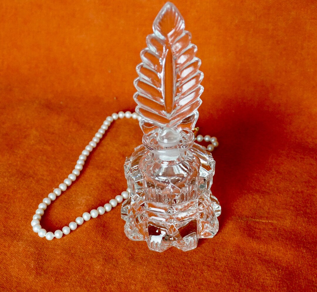 Vintage Perfume Bottle With Stopper Pressed Glass Perfume Etsy