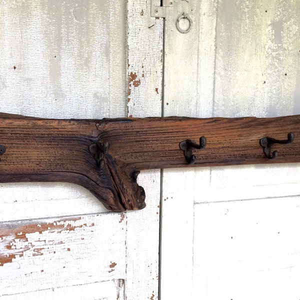 Wooden Clothes Rack, Reclaimed Driftwood, Hall Clothes Rack, Cast Iron Hooks, Hat Rack, Chesapeake Bay Beach Wood, Industrial, Rustic