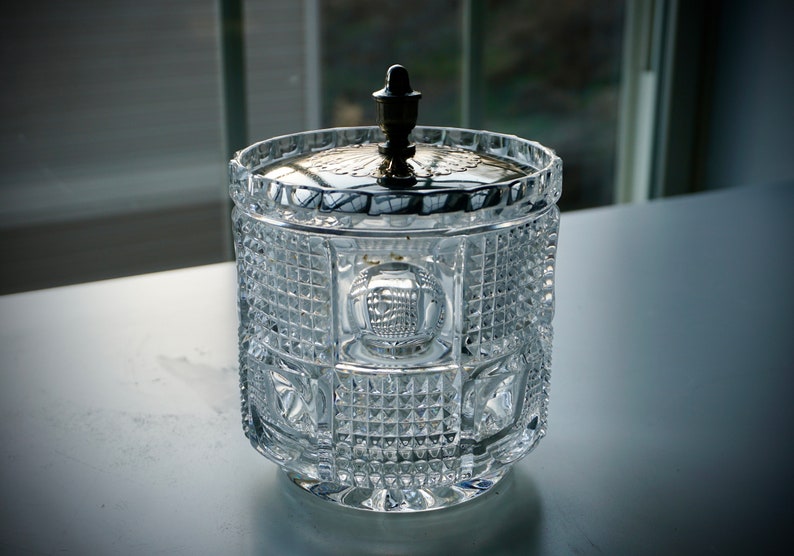 Vintage Crystal Ice Bucket With Silver Plate Handled Lid Etsy