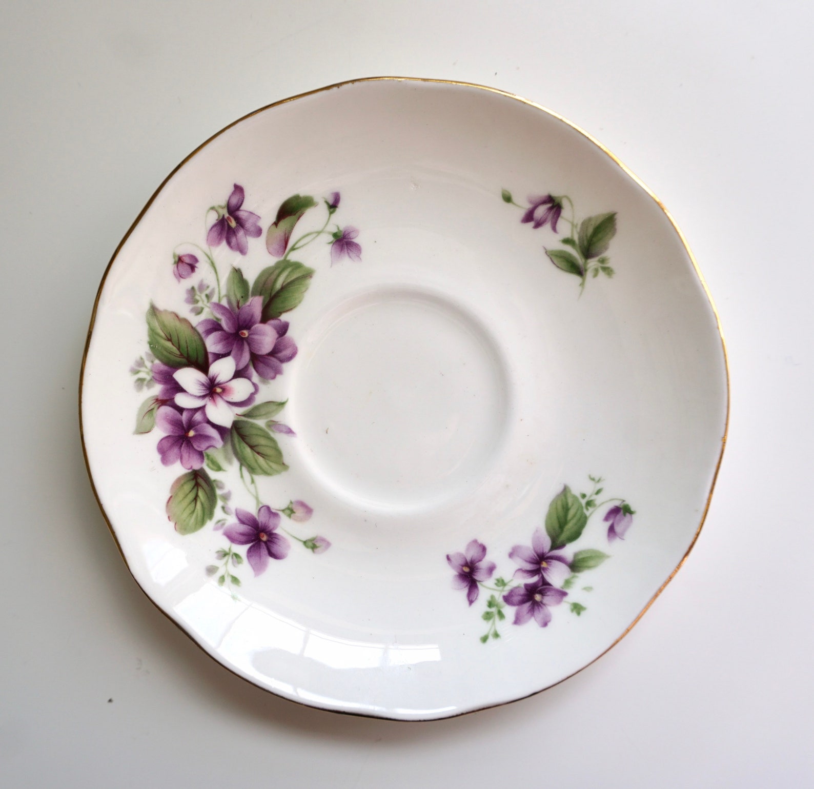 Duchess Bone China Teacup and Saucer With Purple Violets Fine Etsy
