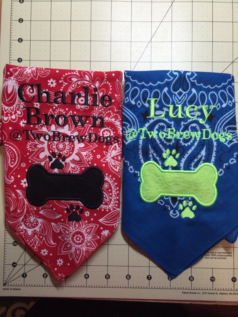 Personalized Dog Bandana Machine Embroidered/ Appliqued Etsy